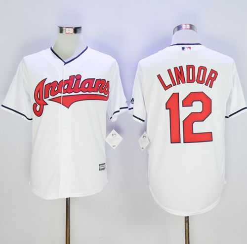 Cleveland Indians #12 Francisco Lindor White New Cool Base Stitched Baseball Jersey,We sell and wholesale Cleveland Indians #12 Francisco Lindor White New Cool Base Stitched Baseball Jersey on line form chian!